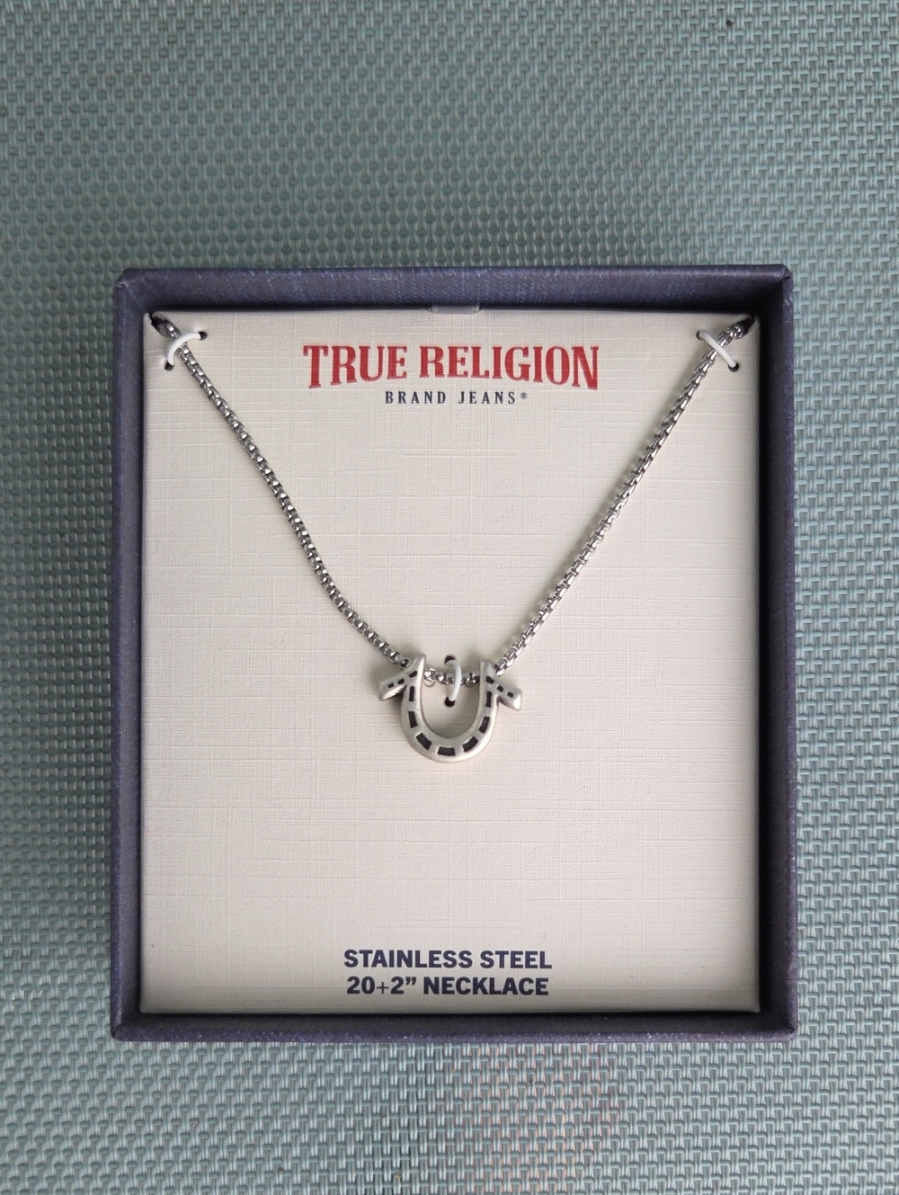 NWT "True Religion" Horseshoe Medallion Stainless Steel Men's Necklace (Unisex)